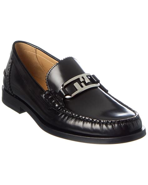 Fendi o'lock leather trim loafer